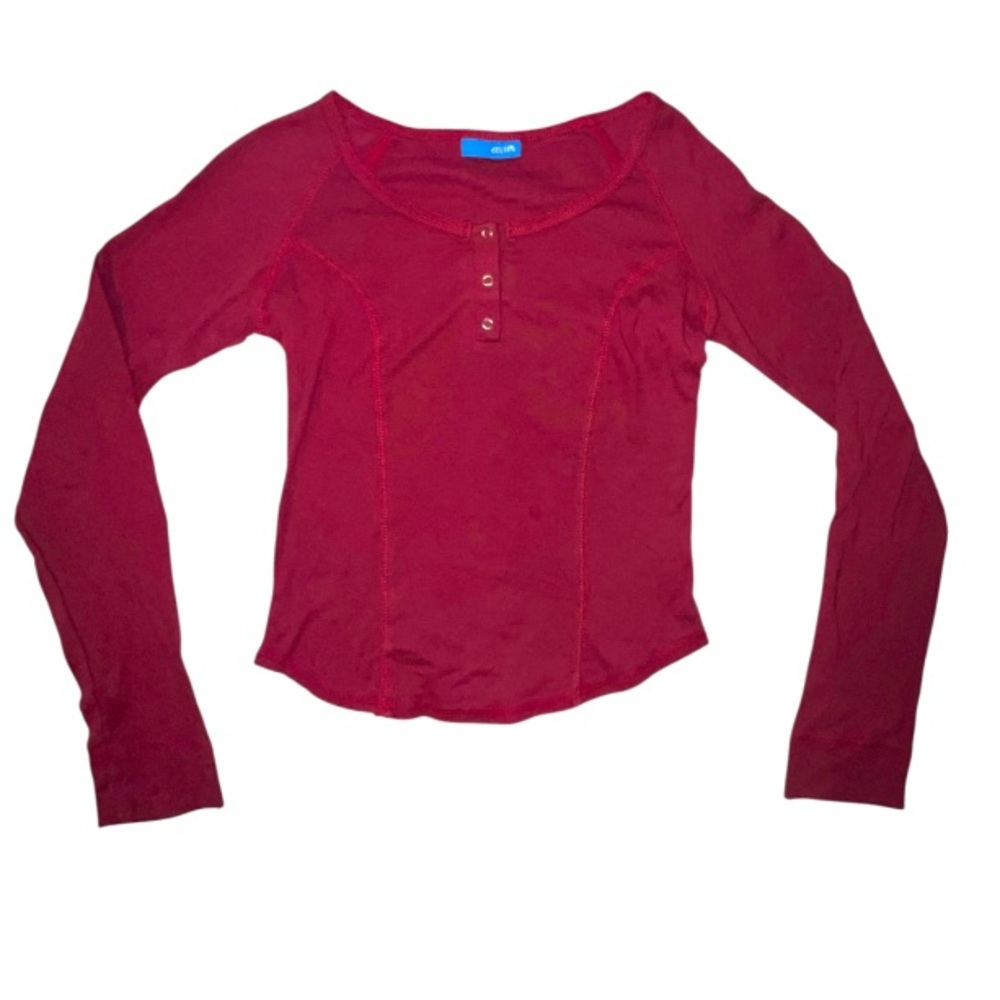 Y2K Delia’s Bella Swan Twilight Henley Long Sleeve Shirt Burgundy Size Small